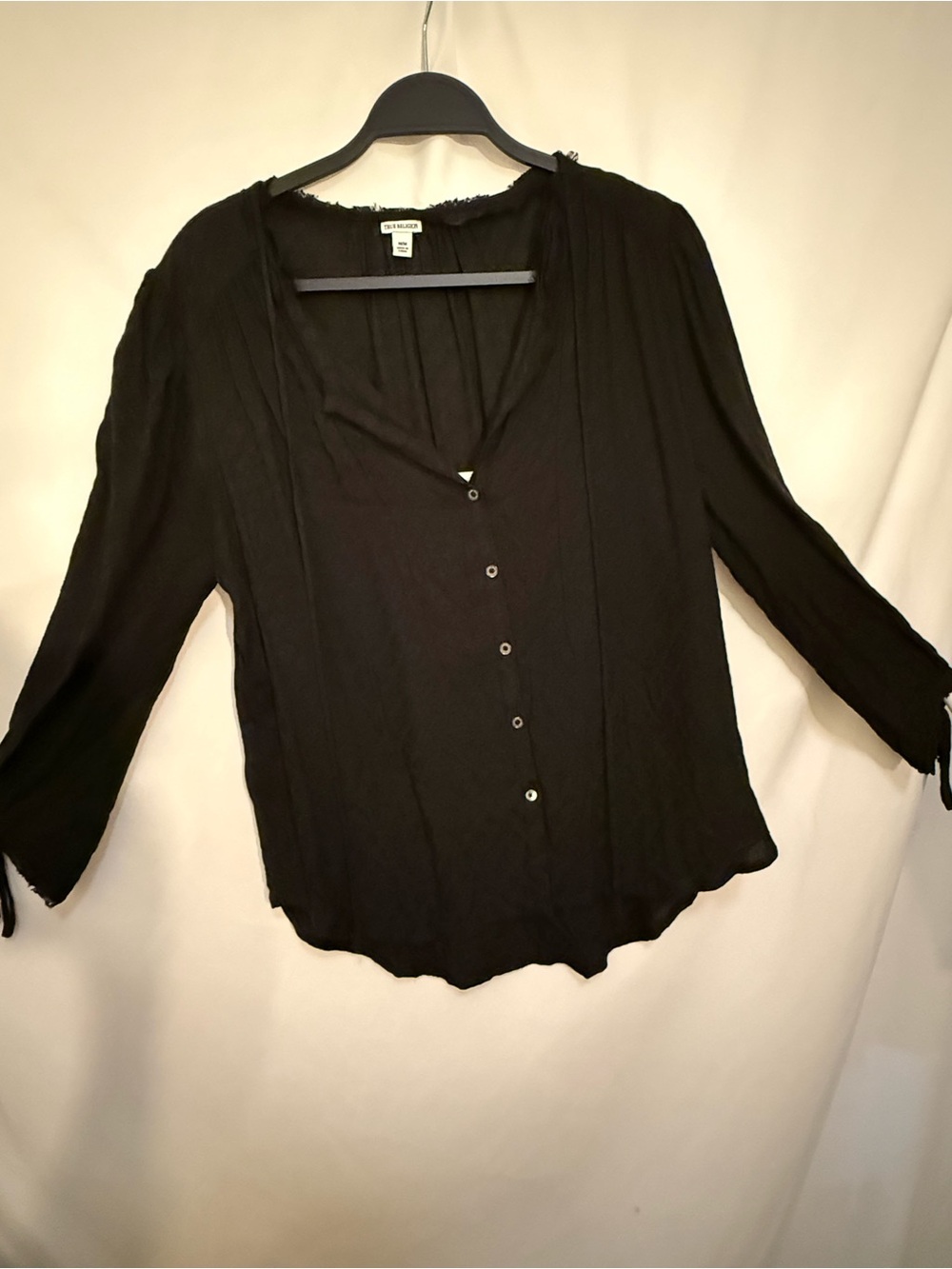 True Religion Black Button-Front Lightweight Blouse-  Medium